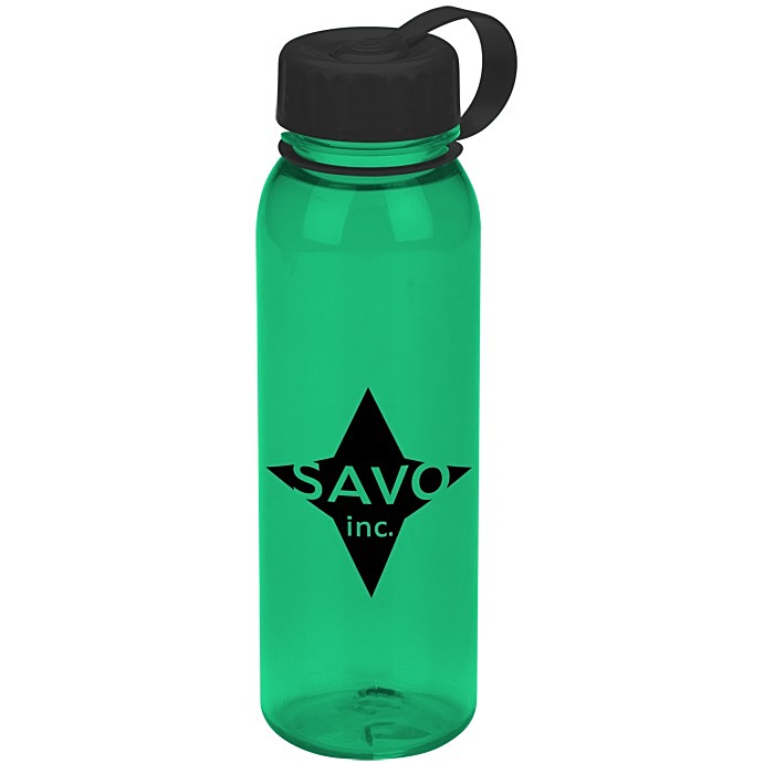 Custom Poly-Pure Outdoor Bottle with Tethered Lid - 24 oz