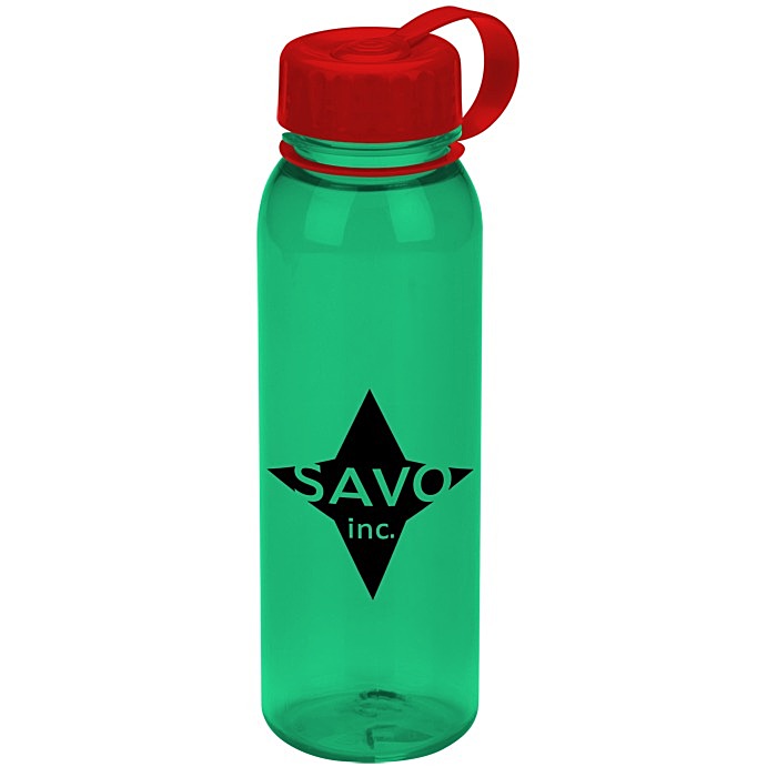 Custom Poly-Pure Outdoor Bottle with Tethered Lid - 24 oz