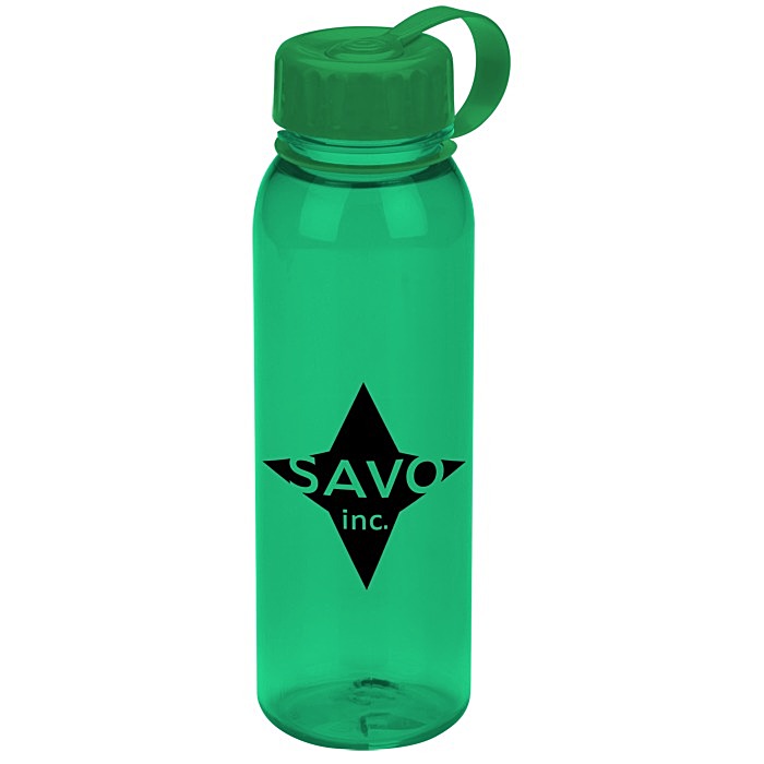 Custom Poly-Pure Outdoor Bottle with Tethered Lid - 24 oz