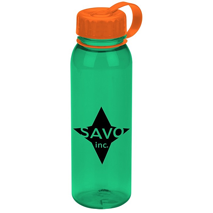 Custom Poly-Pure Outdoor Bottle with Tethered Lid - 24 oz
