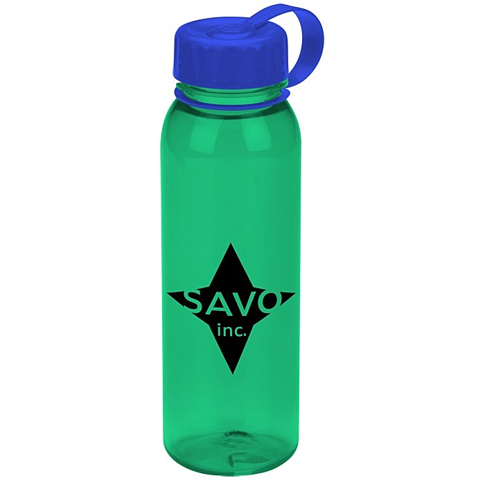 Custom Poly-Pure Outdoor Bottle with Tethered Lid - 24 oz
