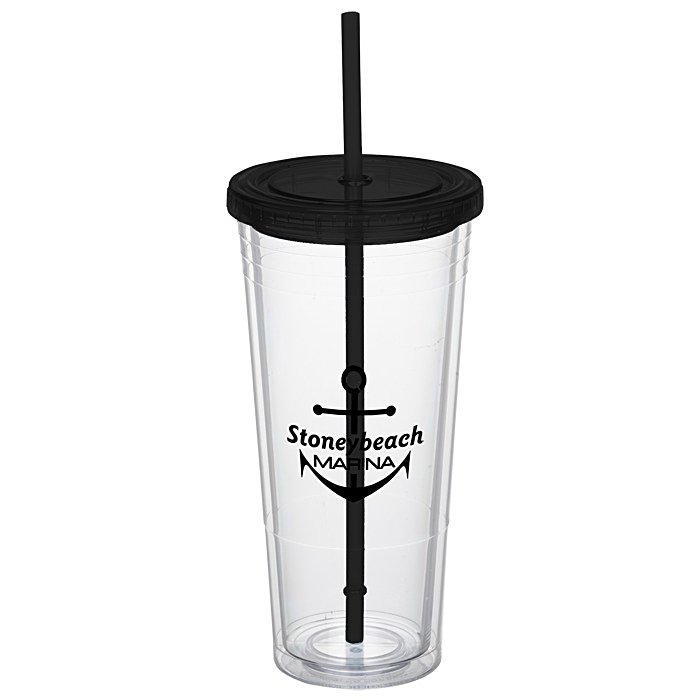 Custom Double Wall Tumbler with Straw - 24 oz - 24 hr