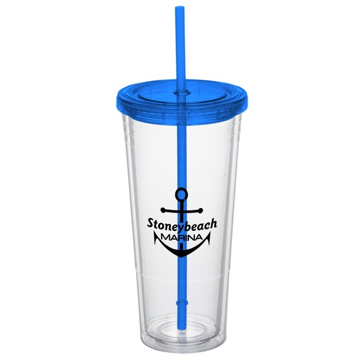 Custom Double Wall Tumbler with Straw - 24 oz - 24 hr
