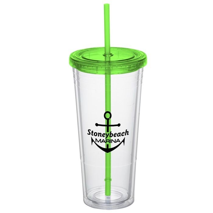 Custom Double Wall Tumbler with Straw - 24 oz - 24 hr