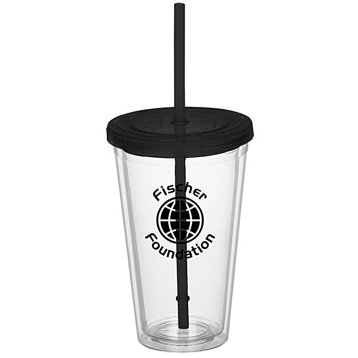Custom Double Wall Tumbler with Straw - 16 oz - 24 hr