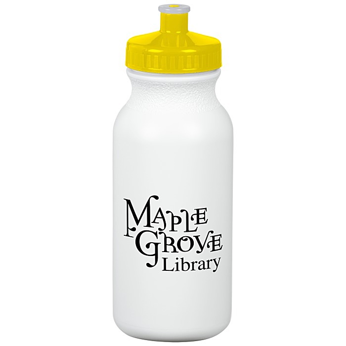 Custom Value Sport Bottle with Push Pull Lid - 20 oz - White