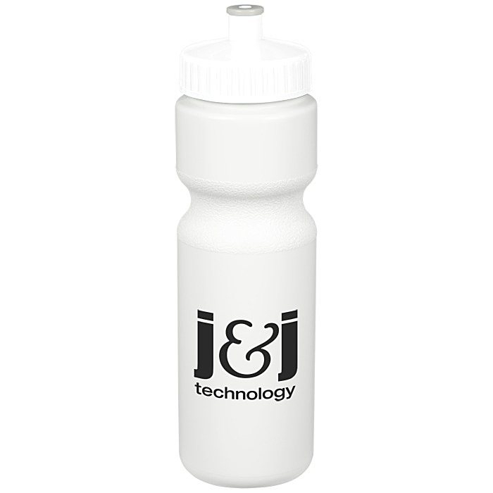 Custom Value Bottle with Push Pull Lid - 28 oz - White
