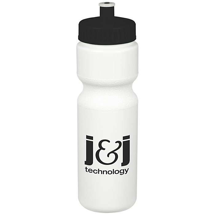 Custom Value Bottle with Push Pull Lid - 28 oz - White