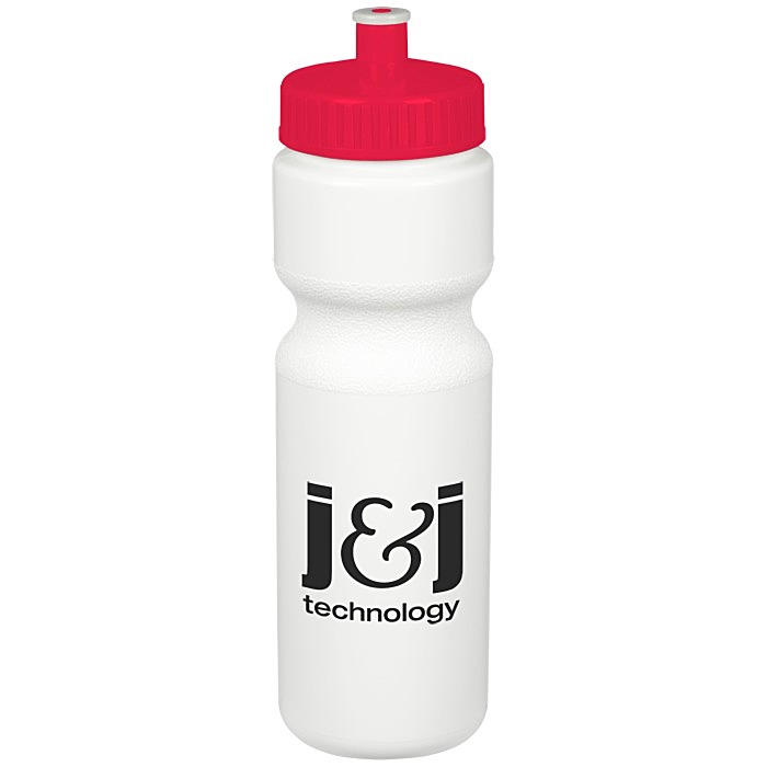 Custom Value Bottle with Push Pull Lid - 28 oz - White