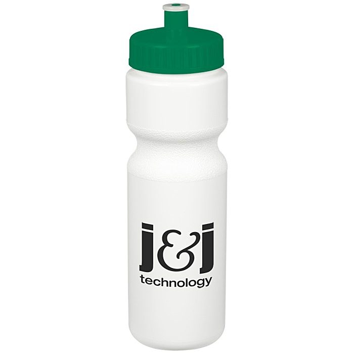 Custom Value Bottle with Push Pull Lid - 28 oz - White