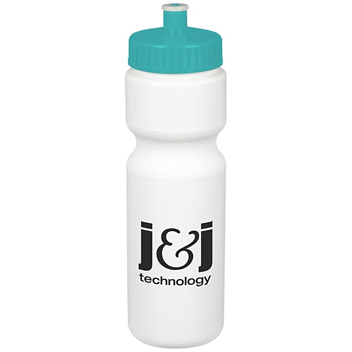 Custom Value Bottle with Push Pull Lid - 28 oz - White