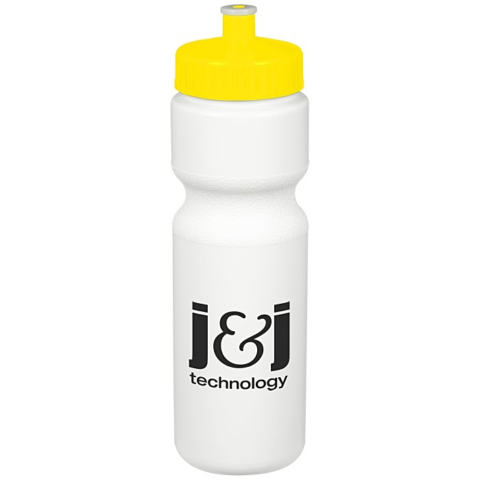Custom Value Bottle with Push Pull Lid - 28 oz - White