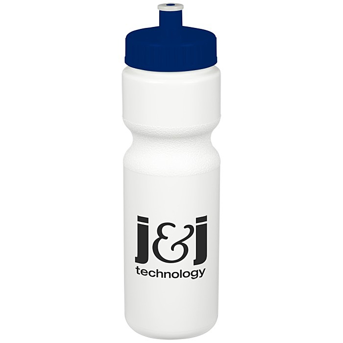 Custom Value Bottle with Push Pull Lid - 28 oz - White