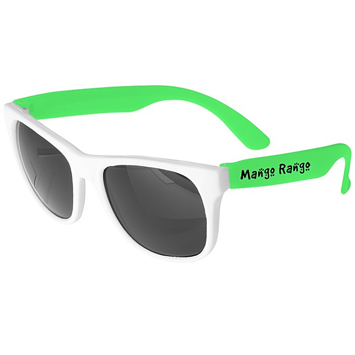 Custom Neon Sunglasses with White Frames
