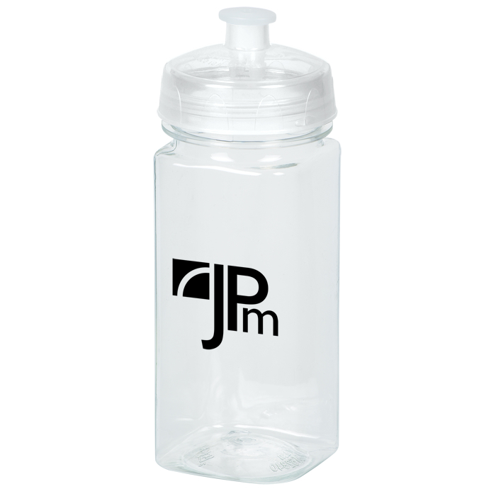 Custom PolySure Squared-Up Water Bottle - 16 oz. - Clear