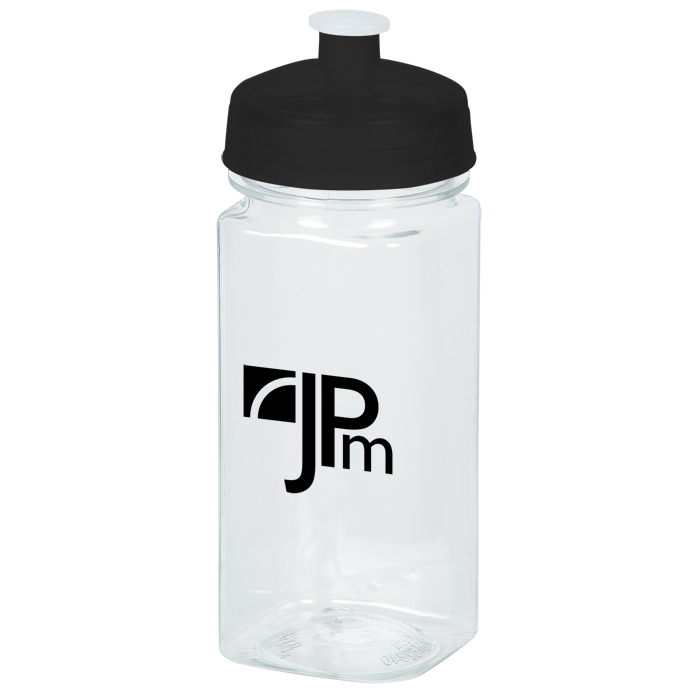 Custom PolySure Squared-Up Water Bottle - 16 oz. - Clear