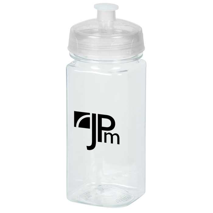 Custom PolySure Squared-Up Water Bottle - 16 oz. - Clear