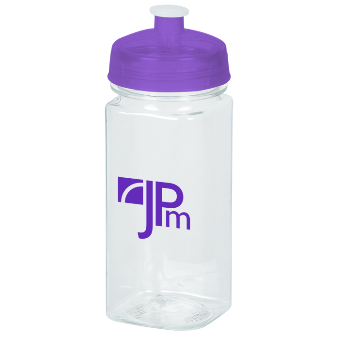 Custom PolySure Squared-Up Water Bottle - 16 oz. - Clear
