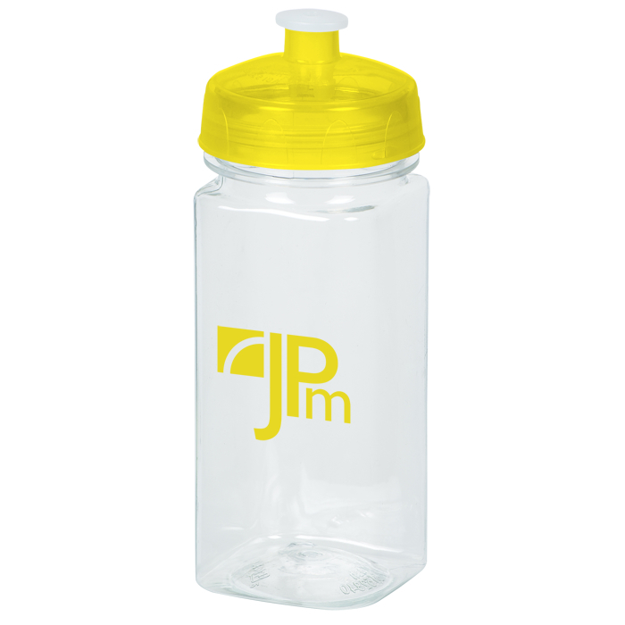 Custom PolySure Squared-Up Water Bottle - 16 oz. - Clear