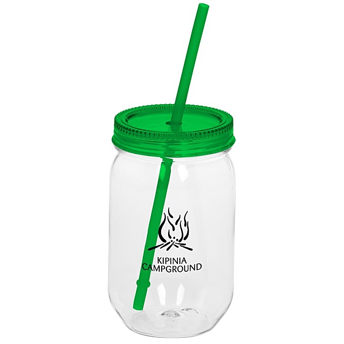 Custom Fiesta Mason Jar with Straw - 22 oz.