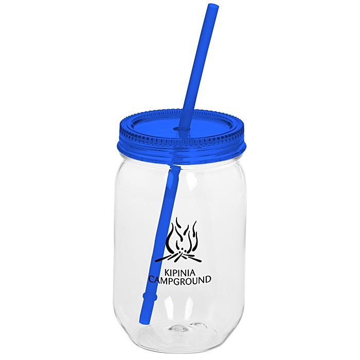 Custom Fiesta Mason Jar with Straw - 22 oz.