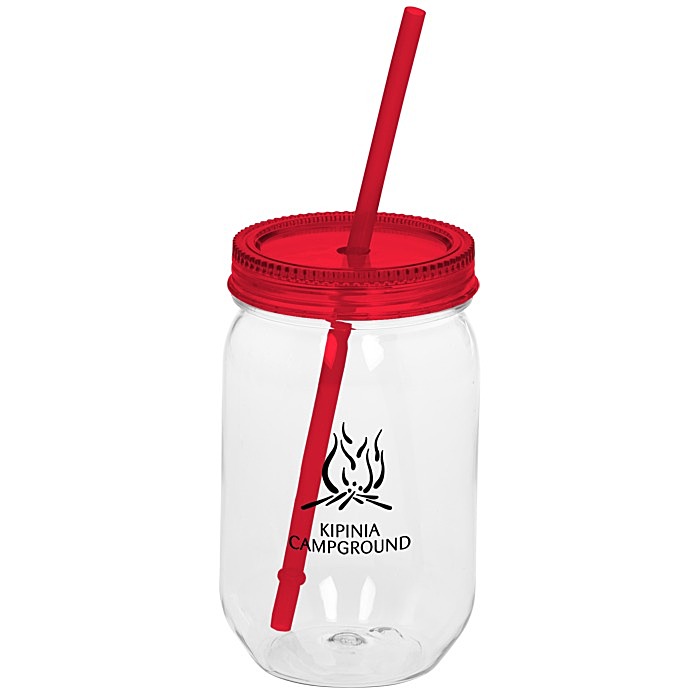 Custom Fiesta Mason Jar with Straw - 22 oz.