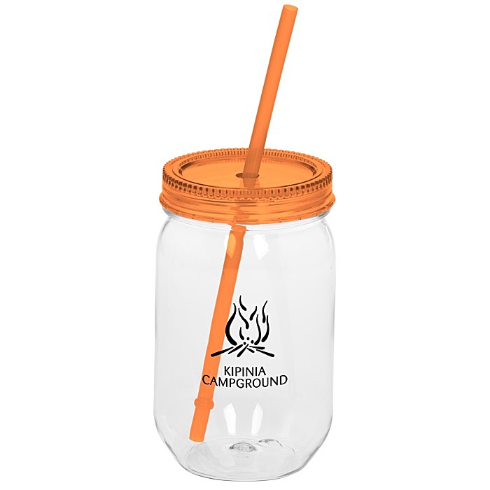 Custom Fiesta Mason Jar with Straw - 22 oz.