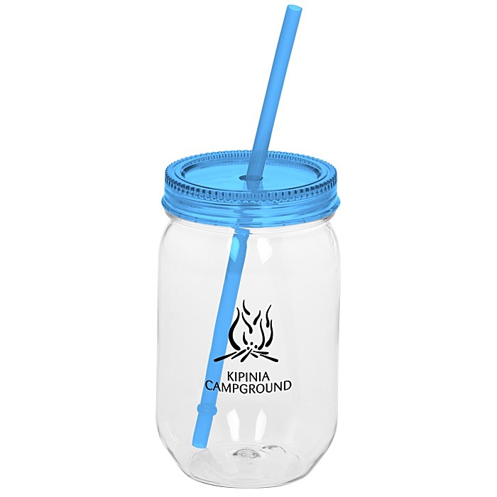 Custom Fiesta Mason Jar with Straw - 22 oz.