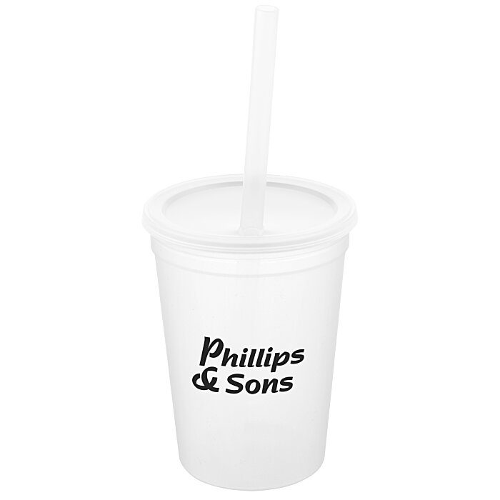 Custom Translucent Stadium Cup with Lid & Straw - 12 oz.