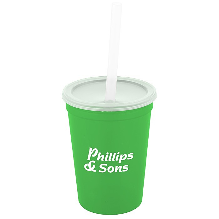 Custom Translucent Stadium Cup with Lid & Straw - 12 oz.