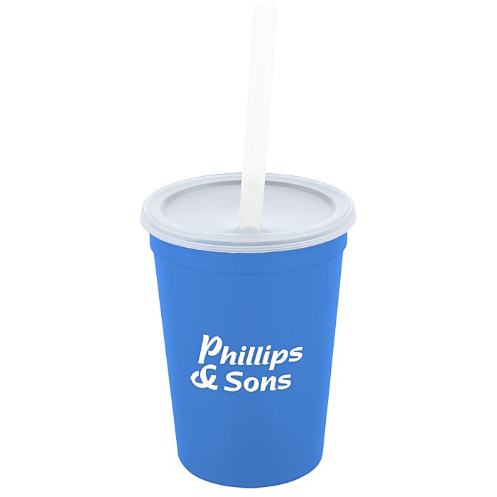 Custom Translucent Stadium Cup with Lid & Straw - 12 oz.