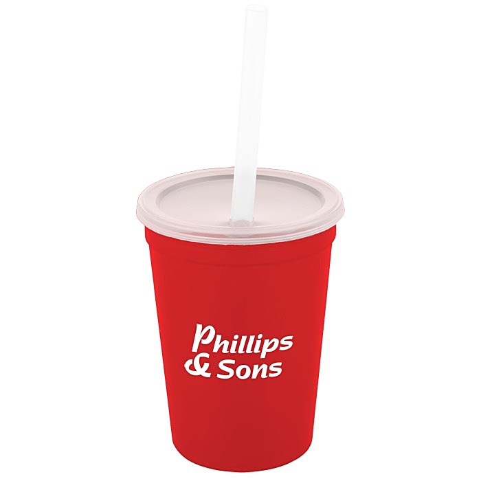 Custom Translucent Stadium Cup with Lid & Straw - 12 oz.