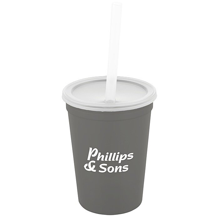 Custom Translucent Stadium Cup with Lid & Straw - 12 oz.