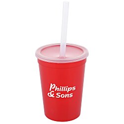 Custom Translucent Stadium Cup with Lid & Straw - 12 oz.
