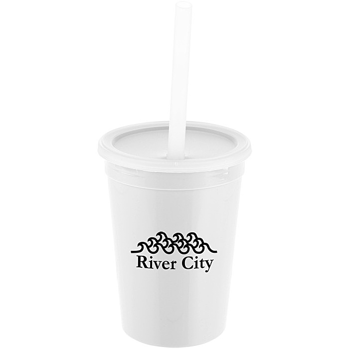 Custom Value Stadium Cup with Lid & Straw - 12 oz