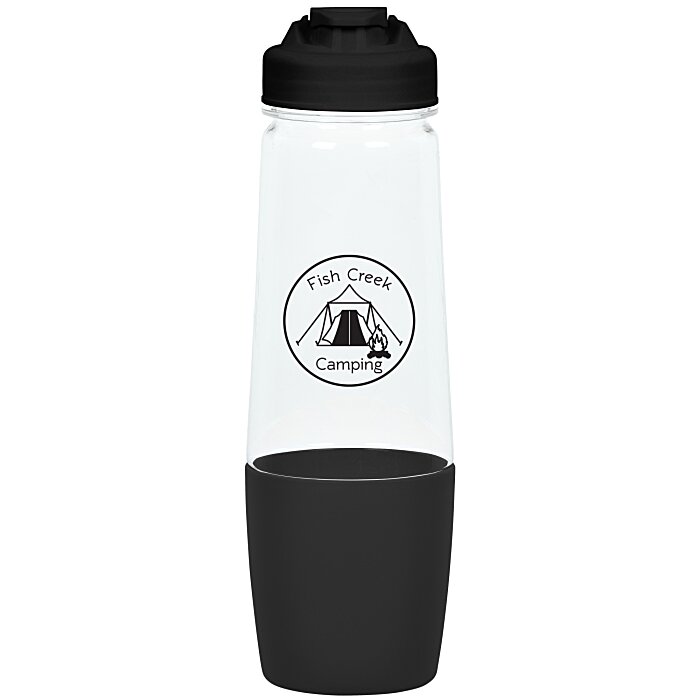 Custom PolySure Sip and Pour Water Bottle with Flip Lid - 28 oz - Clear