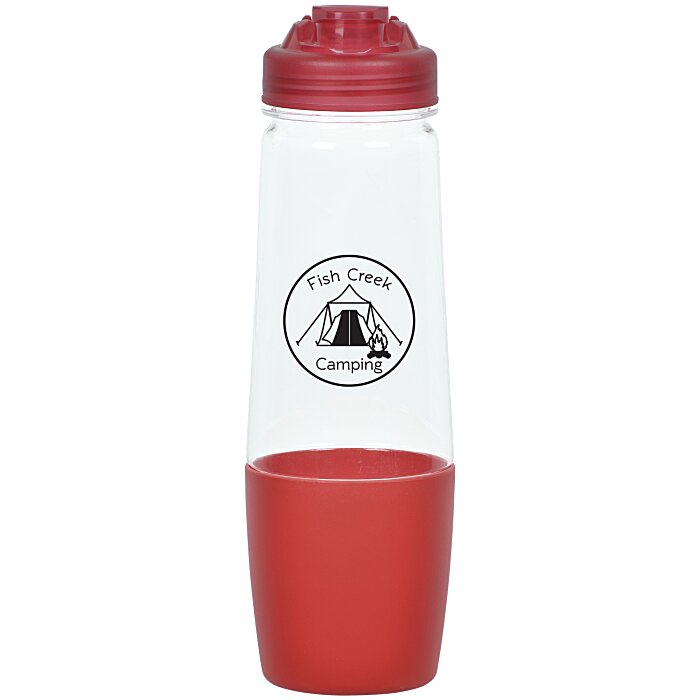 Custom PolySure Sip and Pour Water Bottle with Flip Lid - 28 oz - Clear