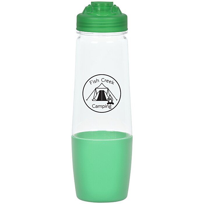 Custom PolySure Sip and Pour Water Bottle with Flip Lid - 28 oz - Clear
