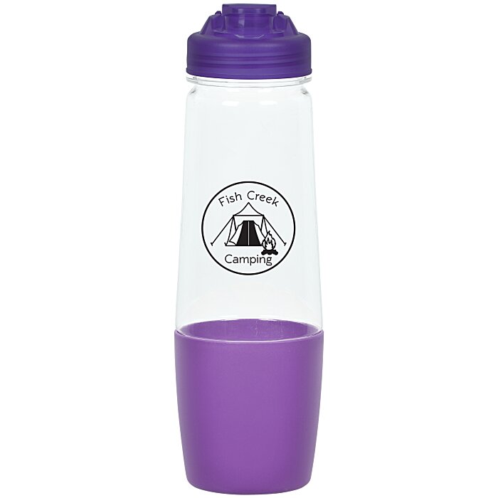 Custom PolySure Sip and Pour Water Bottle with Flip Lid - 28 oz - Clear