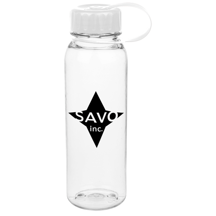 Custom Clear Impact Poly-Pure Outdoor Bottle with Tethered Lid - 24 oz