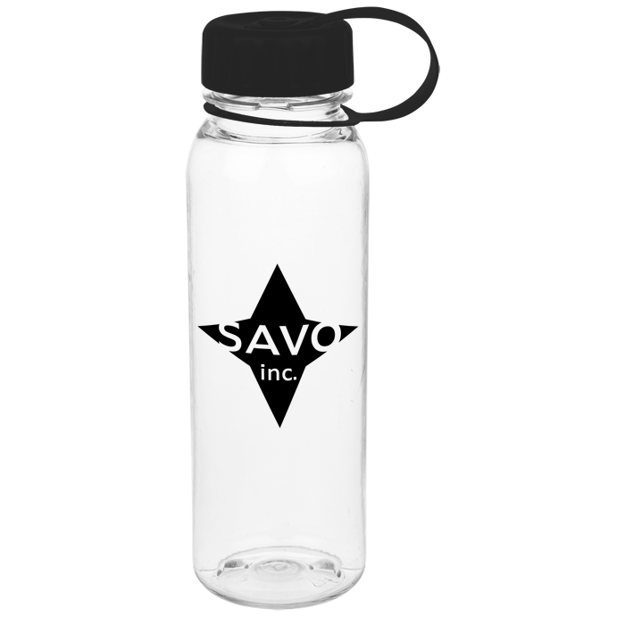 Custom Clear Impact Poly-Pure Outdoor Bottle with Tethered Lid - 24 oz