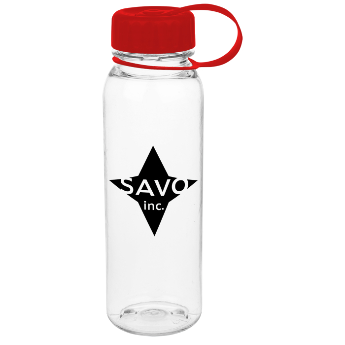 Custom Clear Impact Poly-Pure Outdoor Bottle with Tethered Lid - 24 oz