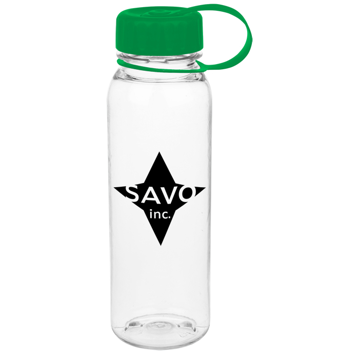 Custom Clear Impact Poly-Pure Outdoor Bottle with Tethered Lid - 24 oz