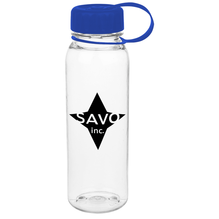 Custom Clear Impact Poly-Pure Outdoor Bottle with Tethered Lid - 24 oz