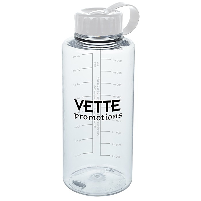 Custom Clear Impact Mountain Bottle with Tethered Lid - 36 oz