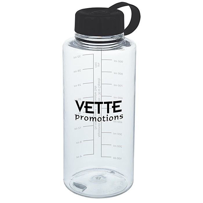 Custom Clear Impact Mountain Bottle with Tethered Lid - 36 oz