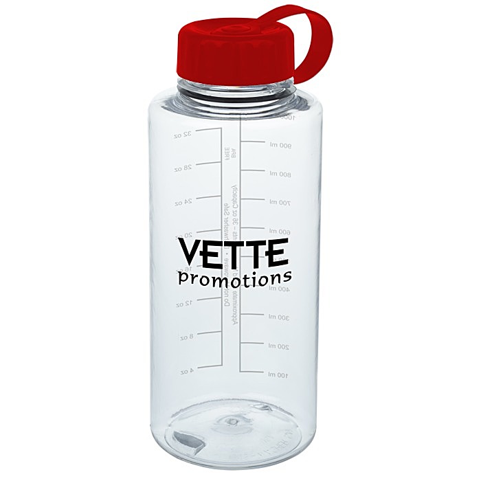 Custom Clear Impact Mountain Bottle with Tethered Lid - 36 oz