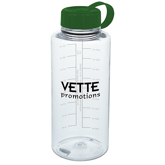Custom Clear Impact Mountain Bottle with Tethered Lid - 36 oz
