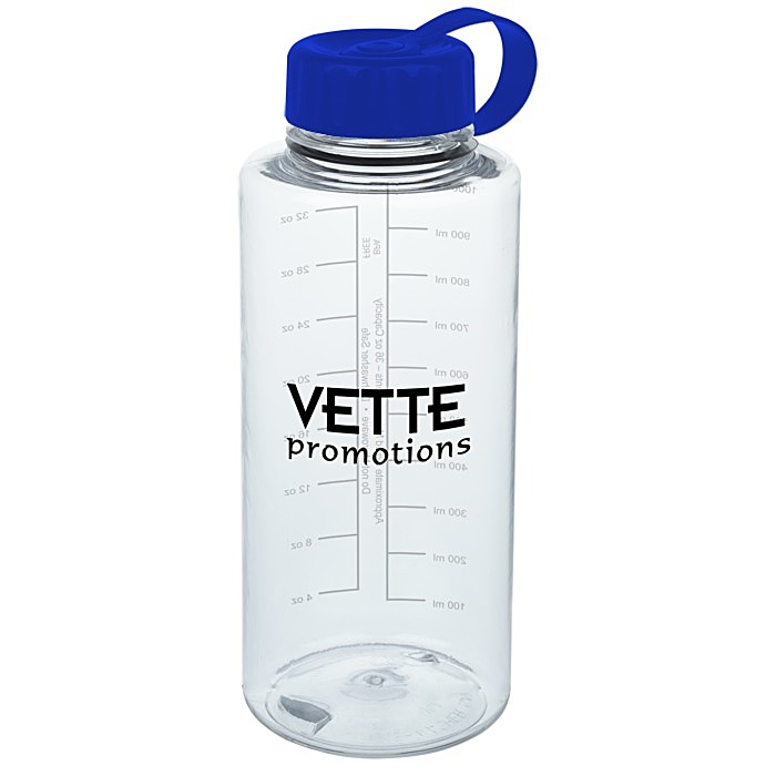 Custom Clear Impact Mountain Bottle with Tethered Lid - 36 oz