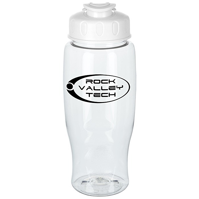 Custom Clear Impact Comfort Grip Bottle with Flip Lid -27 oz